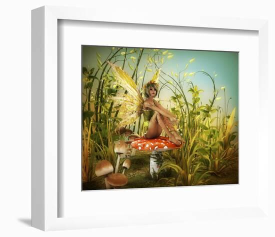 Fairy Enjoying Last Sunbeams-null-Framed Art Print