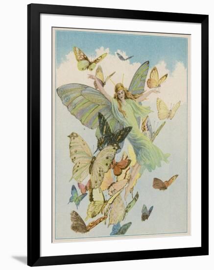 Fairy Flying with Butterflies-null-Framed Photographic Print