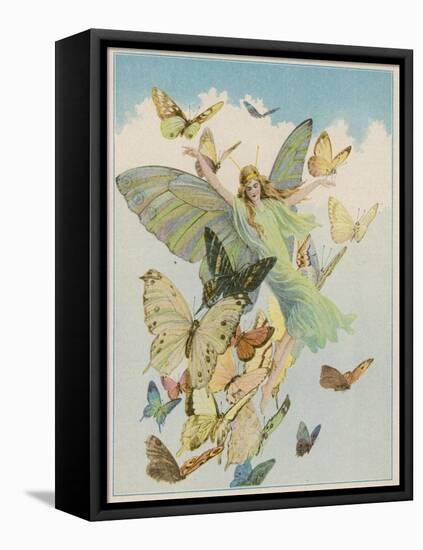 Fairy Flying with Butterflies-null-Framed Stretched Canvas