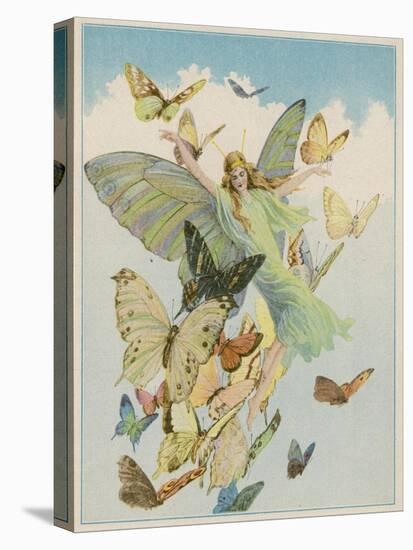 Fairy Flying with Butterflies-null-Stretched Canvas