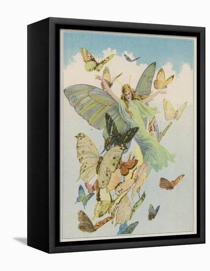 Fairy Flying with Butterflies-null-Framed Stretched Canvas