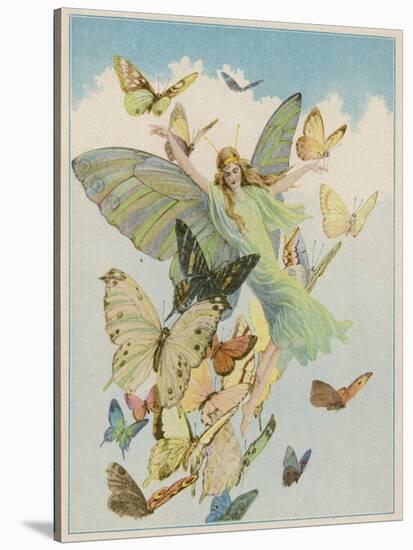 Fairy Flying with Butterflies-null-Stretched Canvas