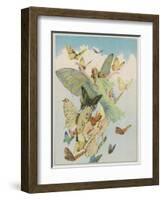 Fairy Flying with Butterflies-null-Framed Photographic Print