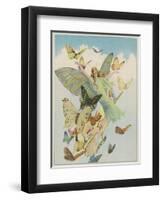 Fairy Flying with Butterflies-null-Framed Photographic Print