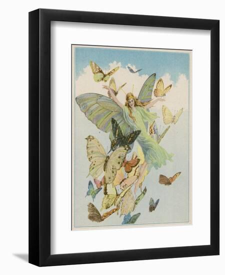 Fairy Flying with Butterflies-null-Framed Photographic Print