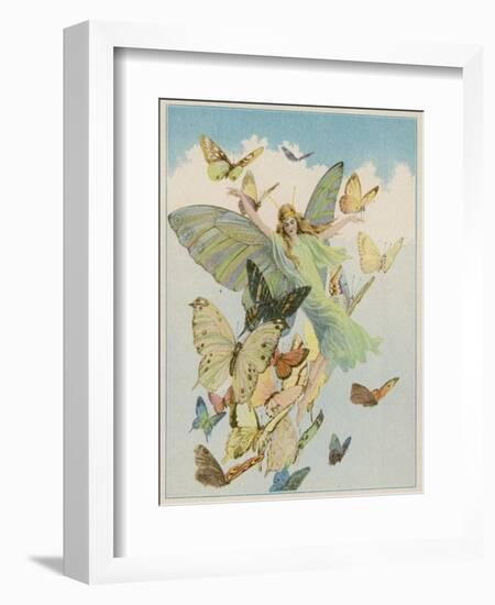 Fairy Flying with Butterflies-null-Framed Photographic Print