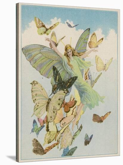 Fairy Flying with Butterflies-null-Stretched Canvas