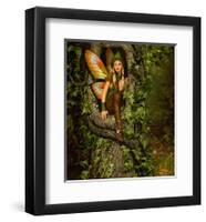 Fairy in a Tree Knothole-null-Framed Art Print