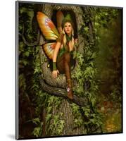 Fairy in a Tree Knothole-null-Mounted Art Print