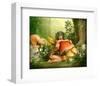 Fairy Leaning on a Mushroom-null-Framed Art Print