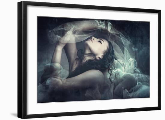 Fairy Like Fantasy Woman With Veil-coka-Framed Art Print