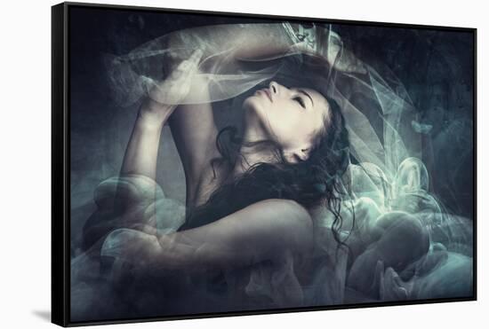 Fairy Like Fantasy Woman With Veil-coka-Framed Stretched Canvas