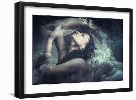 Fairy Like Fantasy Woman With Veil-coka-Framed Art Print