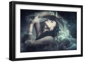 Fairy Like Fantasy Woman With Veil-coka-Framed Art Print