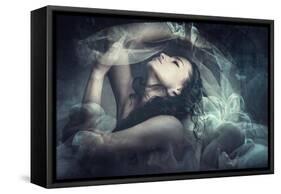 Fairy Like Fantasy Woman With Veil-coka-Framed Stretched Canvas