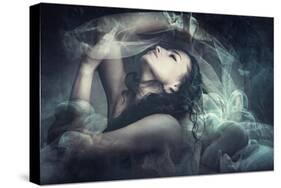 Fairy Like Fantasy Woman With Veil-coka-Stretched Canvas