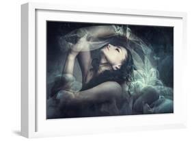 Fairy Like Fantasy Woman With Veil-coka-Framed Premium Giclee Print