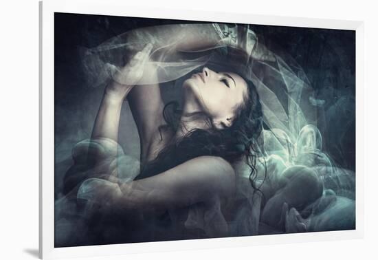 Fairy Like Fantasy Woman With Veil-coka-Framed Art Print