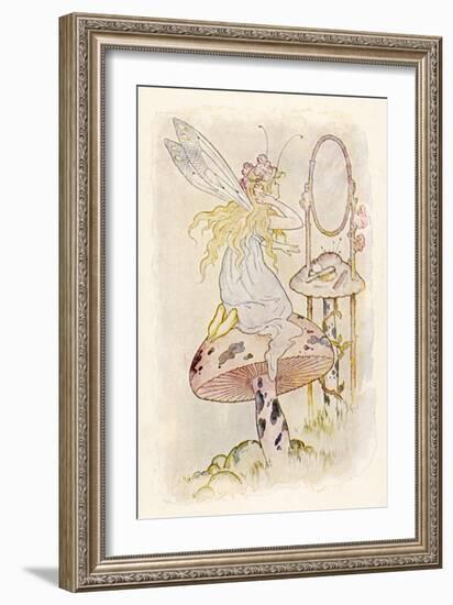 Fairy Looking in Mirror-null-Framed Art Print