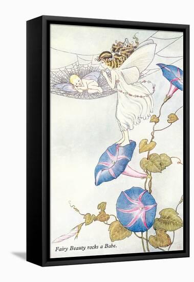 Fairy Mother and Baby on Morning Glory-null-Framed Stretched Canvas