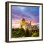 Fairy Palace against Sunset Sky /  Panorama of Pena National Palace in Sintra, Portugal / Europe-Taiga-Framed Photographic Print