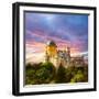 Fairy Palace against Sunset Sky /  Panorama of Pena National Palace in Sintra, Portugal / Europe-Taiga-Framed Photographic Print