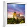 Fairy Palace against Sunset Sky /  Panorama of Pena National Palace in Sintra, Portugal / Europe-Taiga-Framed Photographic Print