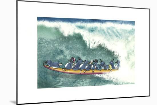 Fairy Penguins Surfing-FS Studio-Mounted Giclee Print