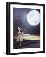 Fairy Portrait of a Little Cute Girl with a Moony Balloon-Konrad B?k-Framed Premium Photographic Print