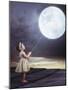 Fairy Portrait of a Little Cute Girl with a Moony Balloon-Konrad B?k-Mounted Premium Photographic Print