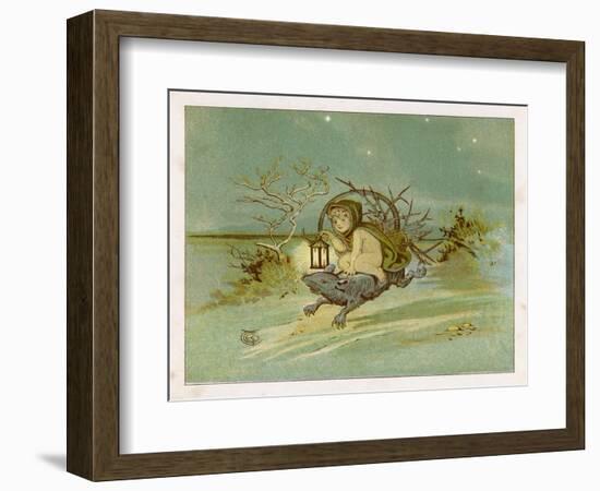 Fairy Rides a Rat Carrying a Lantern to Warn Other Traffic of Their Approach-Emily Gertrude Thomson-Framed Art Print