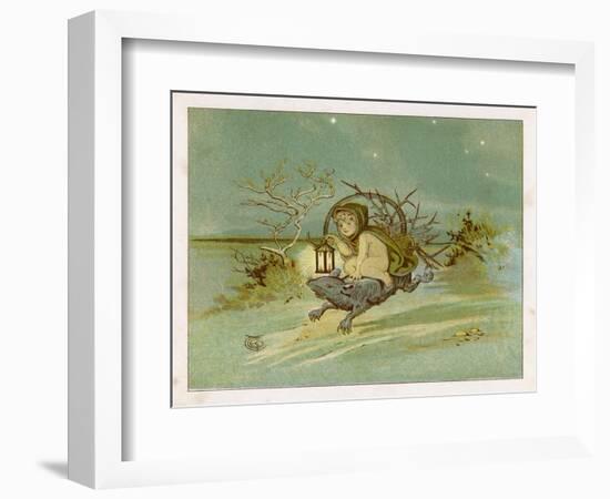 Fairy Rides a Rat Carrying a Lantern to Warn Other Traffic of Their Approach-Emily Gertrude Thomson-Framed Art Print