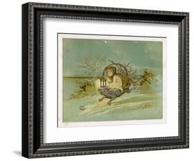 Fairy Rides a Rat Carrying a Lantern to Warn Other Traffic of Their Approach-Emily Gertrude Thomson-Framed Art Print