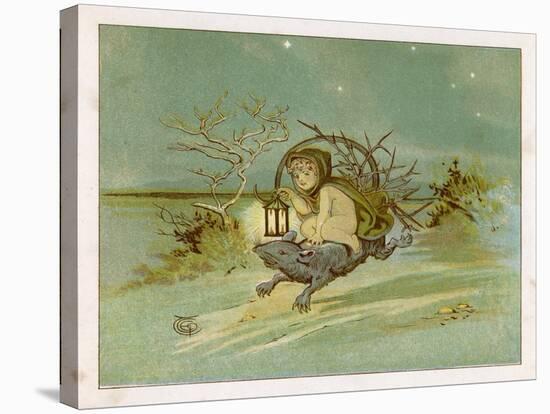 Fairy Rides a Rat Carrying a Lantern to Warn Other Traffic of Their Approach-Emily Gertrude Thomson-Stretched Canvas