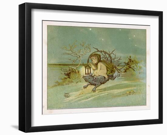 Fairy Rides a Rat Carrying a Lantern to Warn Other Traffic of Their Approach-Emily Gertrude Thomson-Framed Art Print