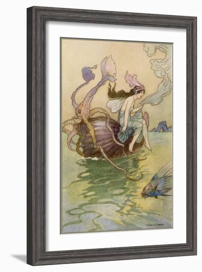 Fairy Riding a Nautilus-Warwick Goble-Framed Photographic Print