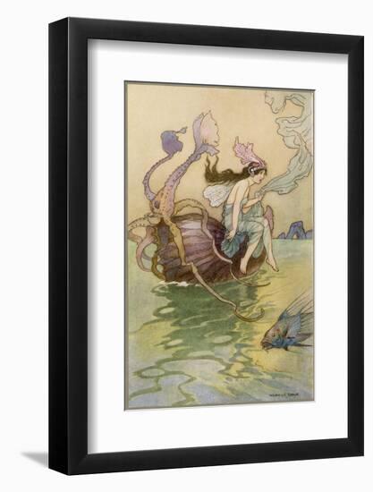 Fairy Riding a Nautilus-Warwick Goble-Framed Photographic Print