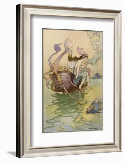 Fairy Riding a Nautilus-Warwick Goble-Framed Photographic Print