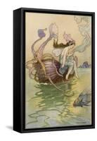 Fairy Riding a Nautilus-Warwick Goble-Framed Stretched Canvas