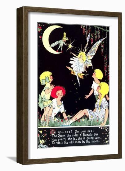 Fairy Riding Bumble Bee-null-Framed Art Print