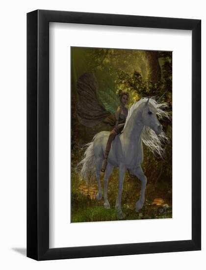 Fairy Riding Unicorn-null-Framed Art Print