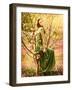Fairy-Tail Forest Nymph, Beautiful Sexy Woman at Spring Garden, Wearing Long Dress, Sitting on Bloo-Anna Omelchenko-Framed Photographic Print