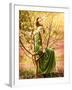 Fairy-Tail Forest Nymph, Beautiful Sexy Woman at Spring Garden, Wearing Long Dress, Sitting on Bloo-Anna Omelchenko-Framed Photographic Print