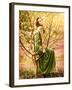 Fairy-Tail Forest Nymph, Beautiful Sexy Woman at Spring Garden, Wearing Long Dress, Sitting on Bloo-Anna Omelchenko-Framed Photographic Print