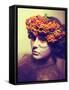 Fairy Tale. Floristics. Woman in Wreath of Rowan Berry - Grunge-Gromovataya-Framed Stretched Canvas