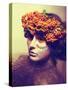 Fairy Tale. Floristics. Woman in Wreath of Rowan Berry - Grunge-Gromovataya-Stretched Canvas