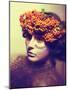 Fairy Tale. Floristics. Woman in Wreath of Rowan Berry - Grunge-Gromovataya-Mounted Photographic Print