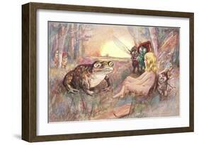 Fairy Talking to Frog-null-Framed Art Print