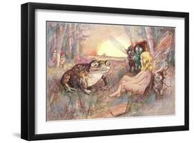 Fairy Talking to Frog-null-Framed Art Print
