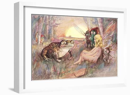 Fairy Talking to Frog-null-Framed Art Print